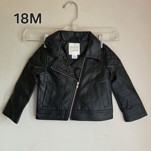 Girls Black Faux Leather Motorcycle Jacket 18M